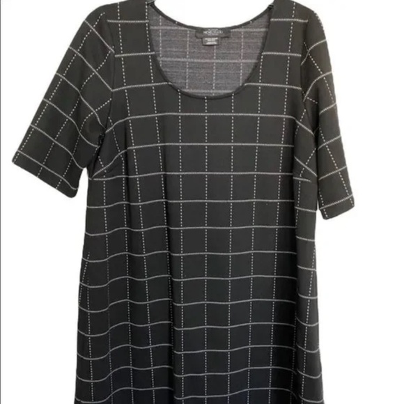 Michel Studio Dress LBD Plaid Checkered Scoop neck Mini Black White size 4X - Picture 7 of 8
